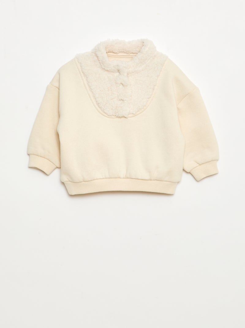 Sweat gola alta efeito borreguito Branco - Kiabi