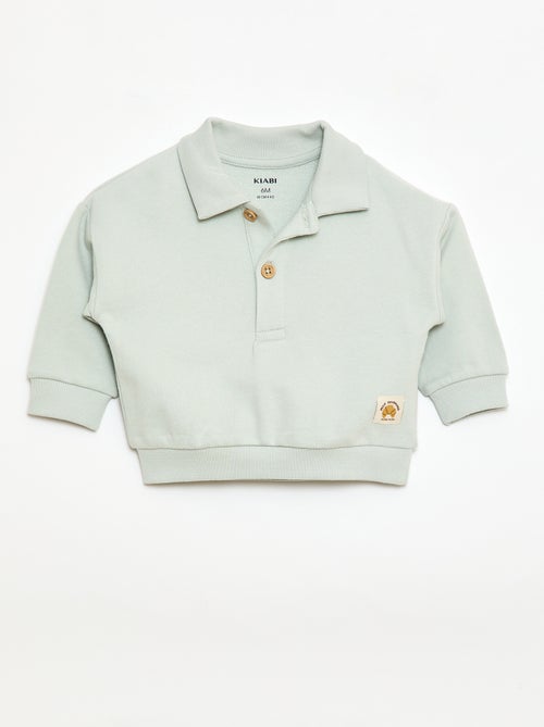 Sweat gola polo às riscas - Kiabi