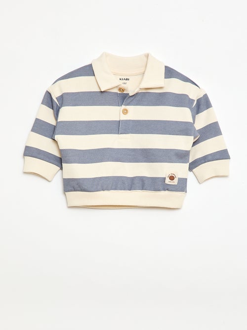 Sweat gola polo às riscas - Kiabi