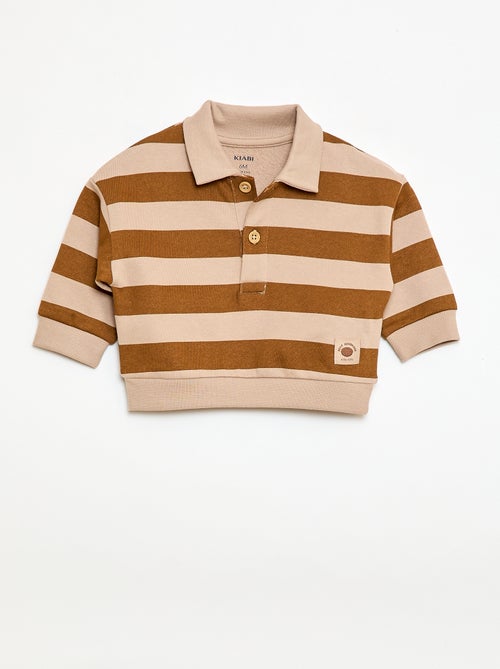 Sweat gola polo às riscas - Kiabi