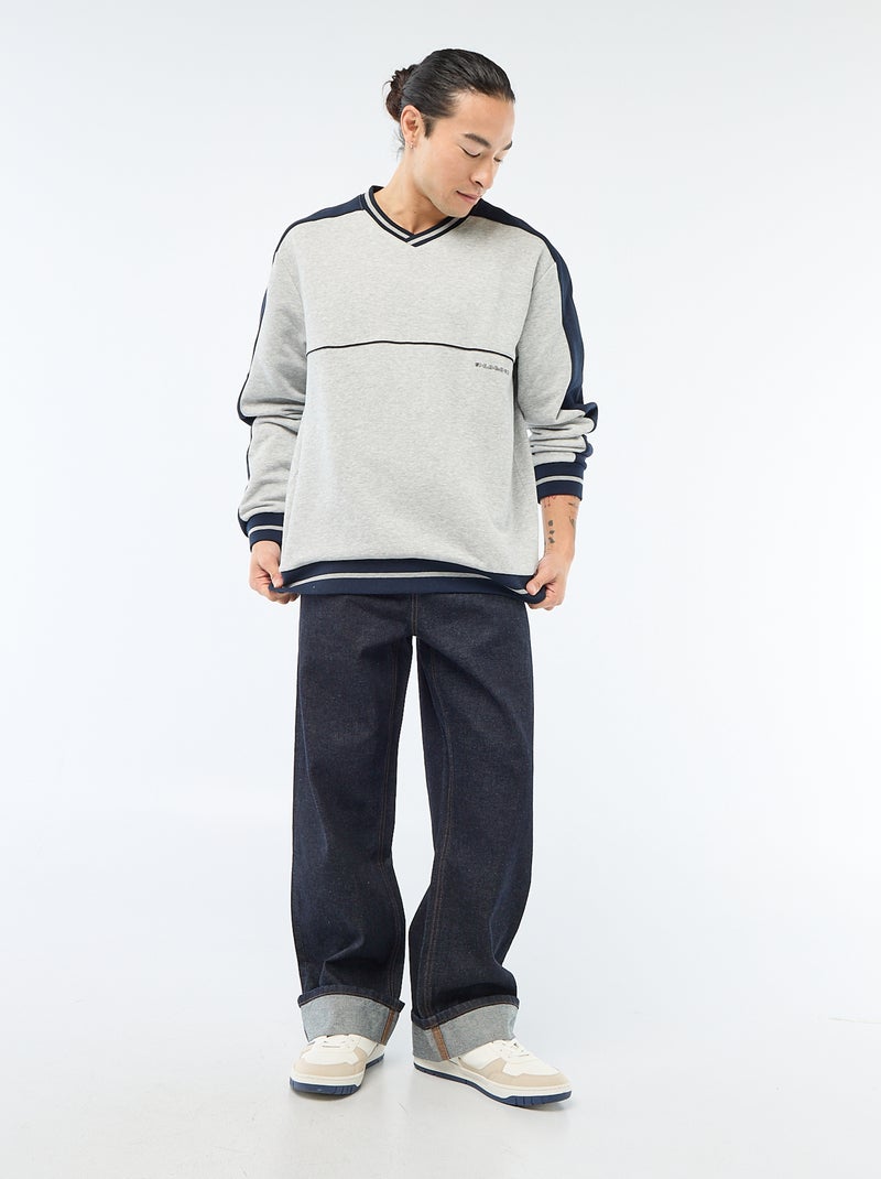 Sweat gola V em french terry Cinza - Kiabi