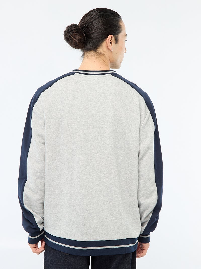 Sweat gola V em french terry Cinza - Kiabi