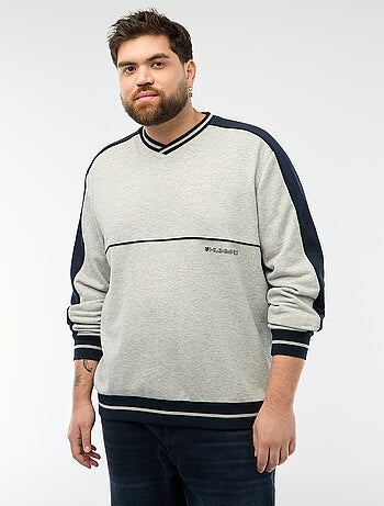 Camisola de Gola em V em French Terry