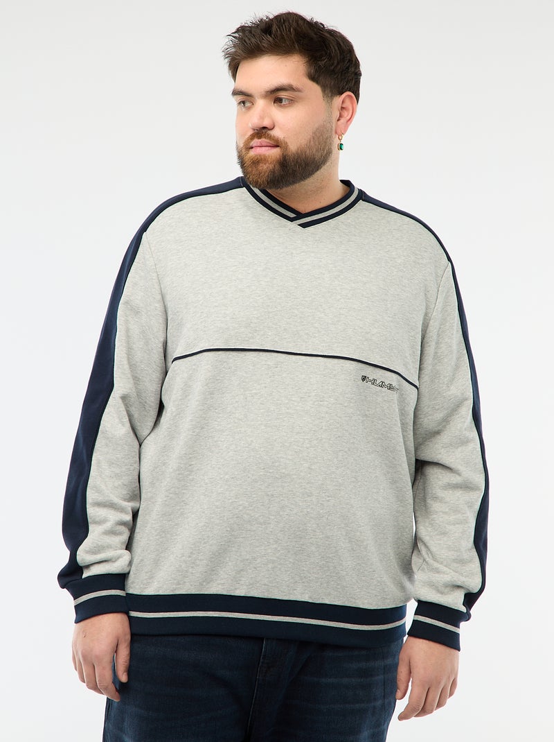 Sweat gola V em French Terry Cinza - Kiabi