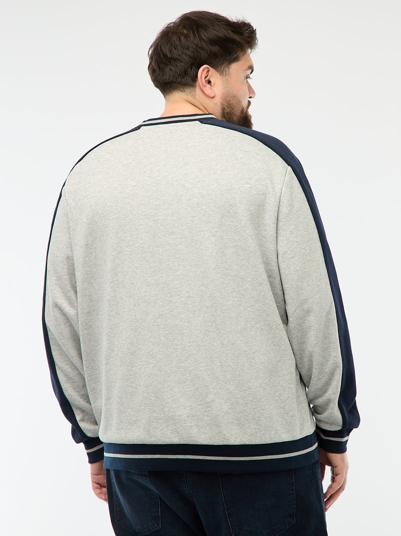 Sweat gola V em French Terry Cinza - Kiabi