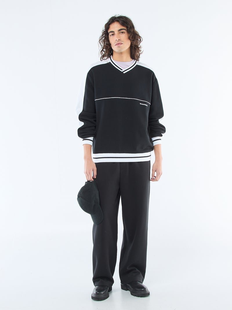 Sweat gola V em french terry Preto - Kiabi