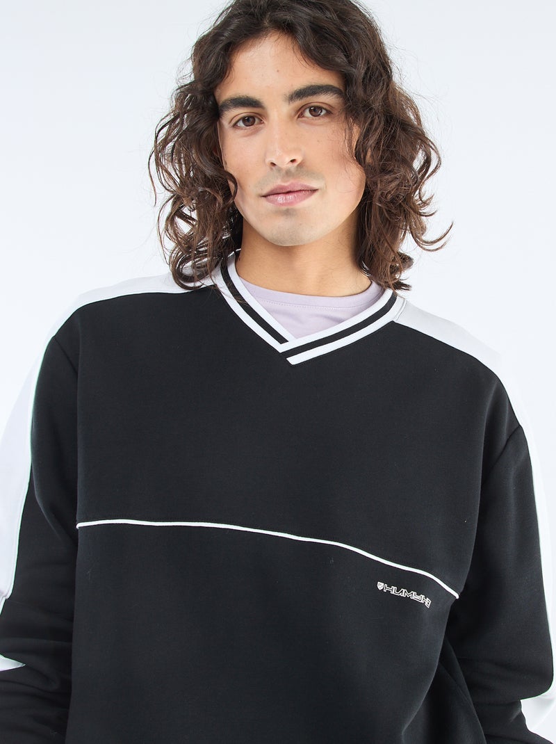 Sweat gola V em french terry Preto - Kiabi