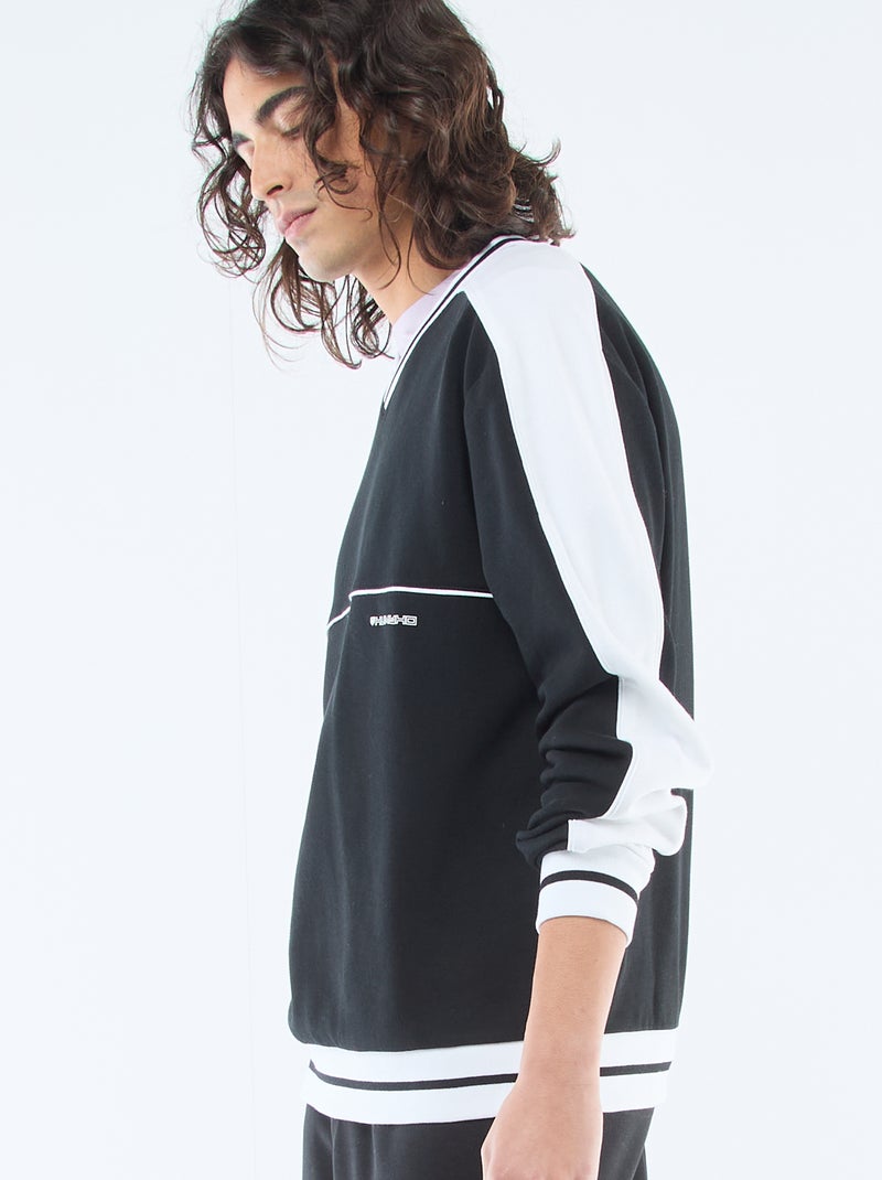 Sweat gola V em french terry Preto - Kiabi