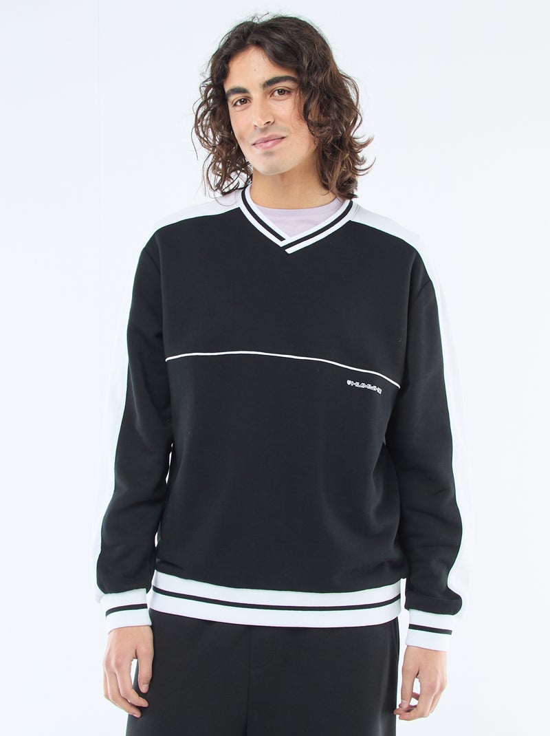 Sweat gola V em french terry Preto - Kiabi
