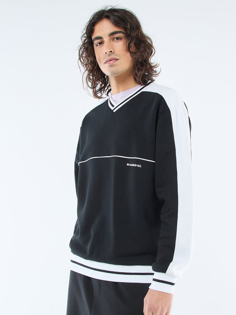 Sweat gola V em french terry Preto - Kiabi