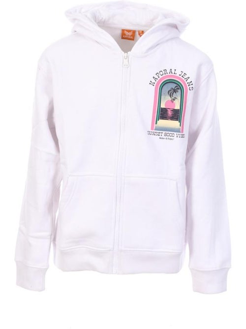 Sweat kaporal ounae branco com fecho para menina - Kiabi