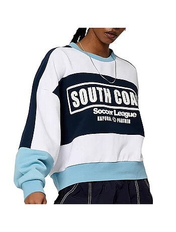 Sweat Kaporal Vabre para Mulher Branco/Preto/Turquesa