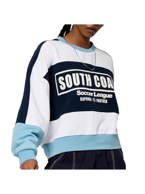 Sweat Kaporal Vabre para Mulher Branco/Preto/Turquesa - Kiabi Sweat Kaporal Vabre para Mulher Branco/Preto/Turquesa - Kiabi