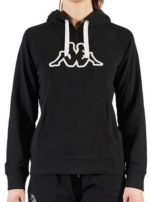 Sweat kappa belle slim preto com capuz para mulher - Kiabi