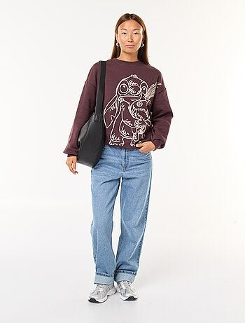 Sweat Largo com Estampa 'Stitch'