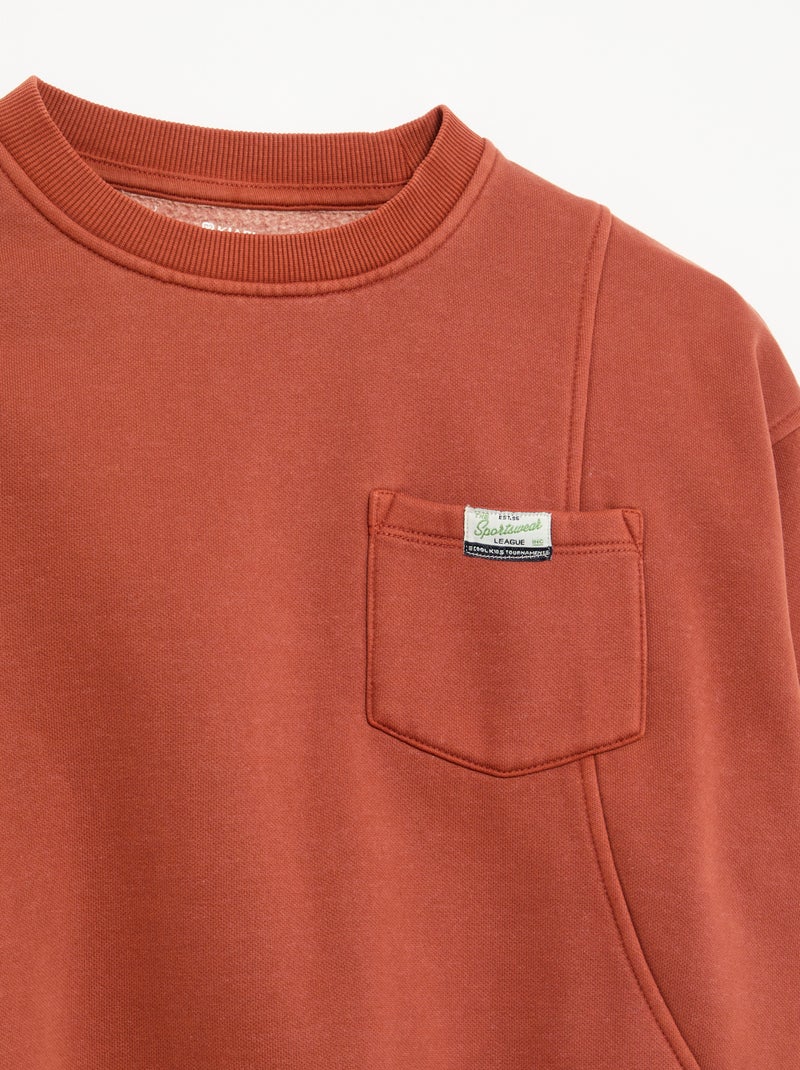 Sweat largo com recortes e bolso no peito Laranja - Kiabi