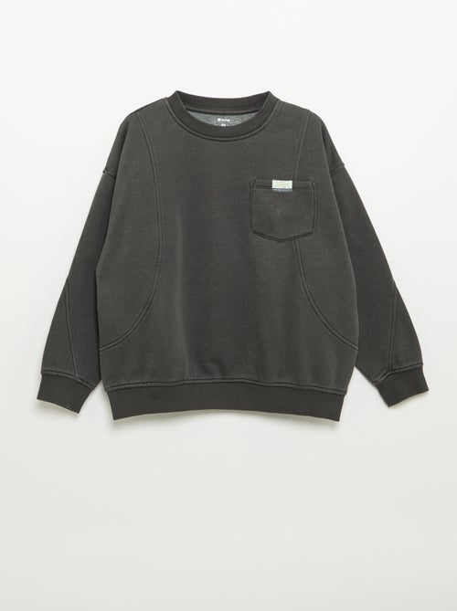 Sweat largo com recortes e bolso no peito - Kiabi Sweat largo com recortes e bolso no peito - Kiabi