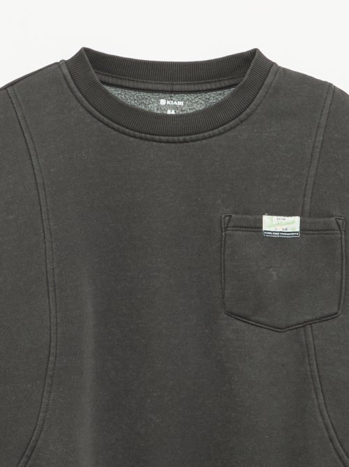 Sweat largo com recortes e bolso no peito - Kiabi Sweat largo com recortes e bolso no peito - Kiabi