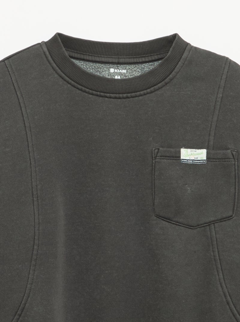 Sweat largo com recortes e bolso no peito Preto - Kiabi