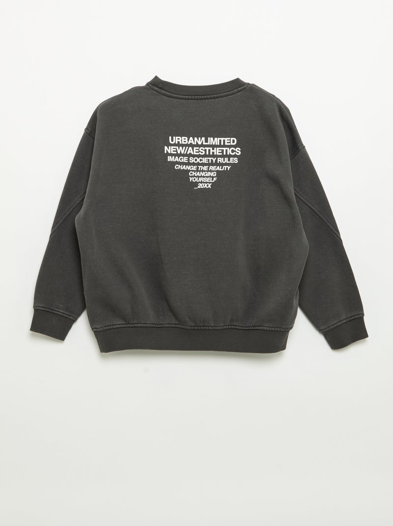 Sweat largo com recortes e bolso no peito Preto - Kiabi