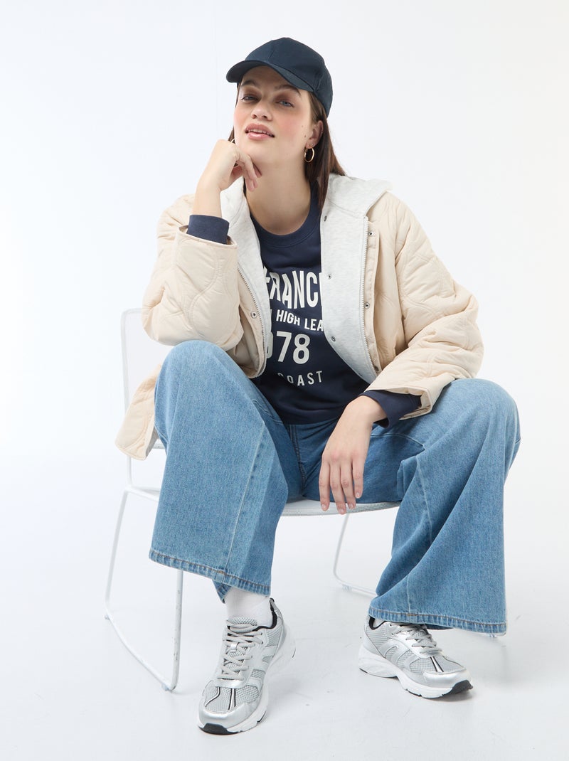 Sweat leve em French Terry com inscrição Azul - Kiabi