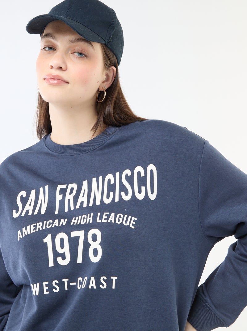 Sweat leve em French Terry com inscrição Azul - Kiabi