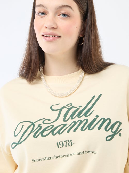 Sweat Leve em French Terry com Inscrição - Kiabi