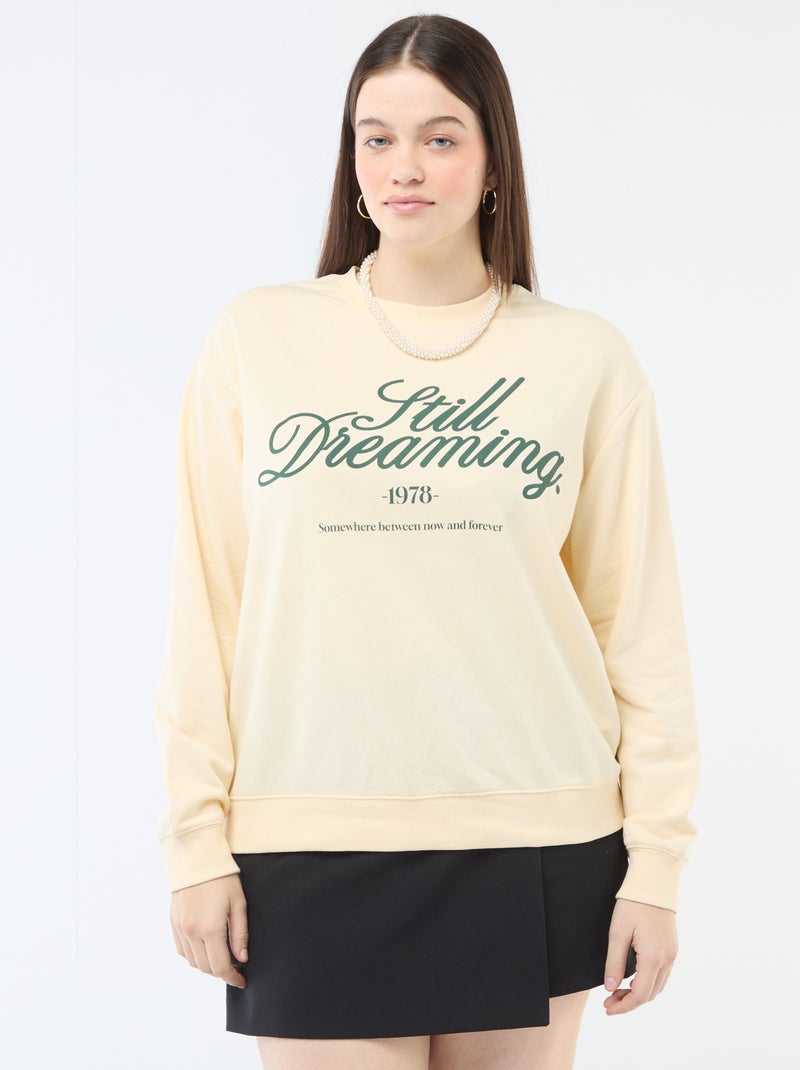 Sweat Leve em French Terry com Inscrição Branco - Kiabi