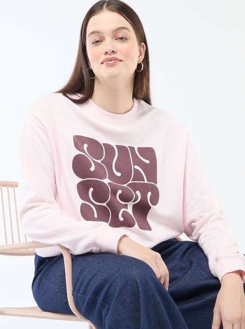 Sweat Leve em French Terry com Inscrição - Kiabi