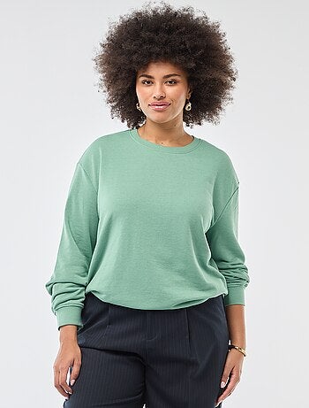 Sweat leve liso com gola redonda