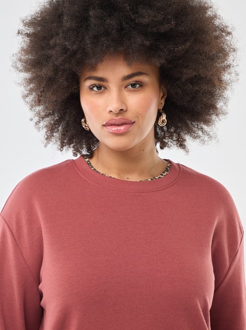 Sweat leve liso com gola redonda - Kiabi