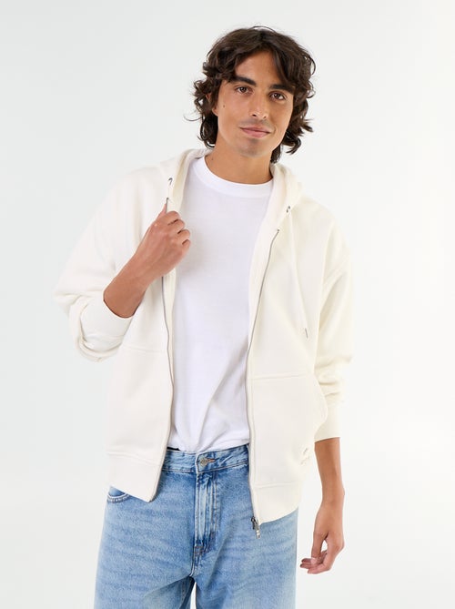 Sweat liso com capuz e fecho - Kiabi