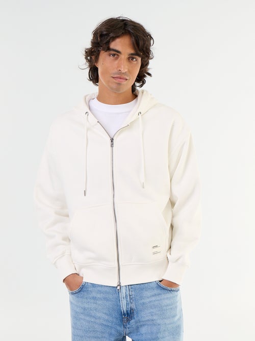 Sweat liso com capuz e fecho - Kiabi