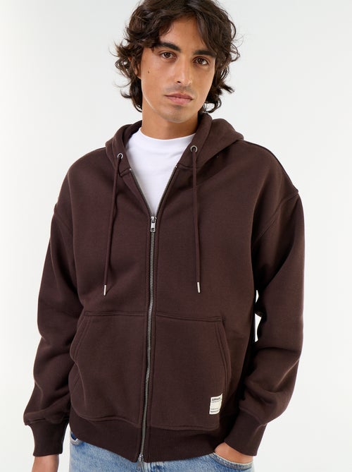 Sweat liso com capuz e fecho - Kiabi