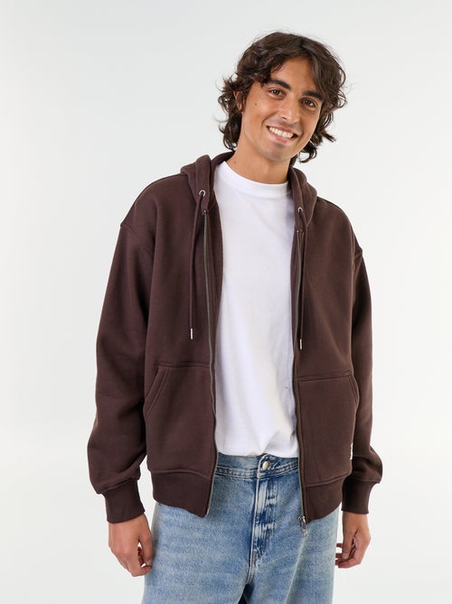 Sweat liso com capuz e fecho - Kiabi