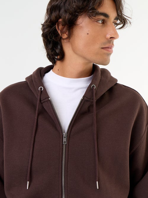 Sweat liso com capuz e fecho - Kiabi
