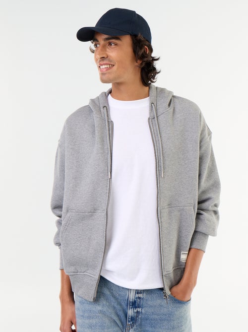 Sweat liso com capuz e fecho - Kiabi