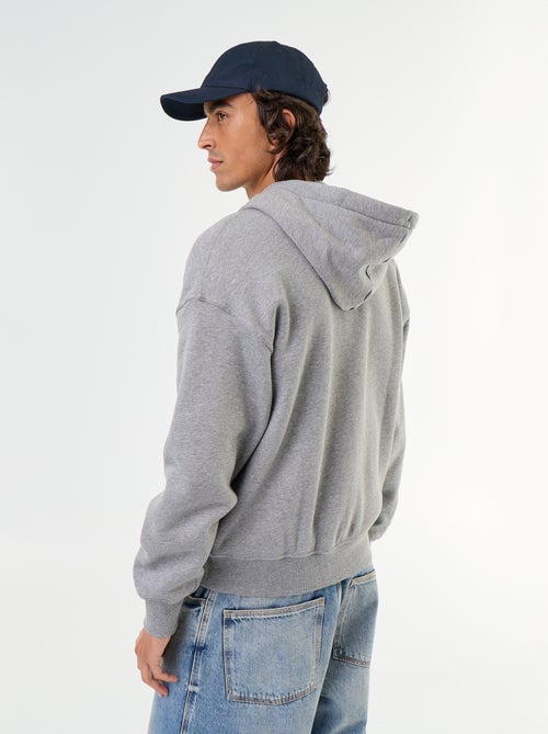 Sweat liso com capuz e fecho - Kiabi