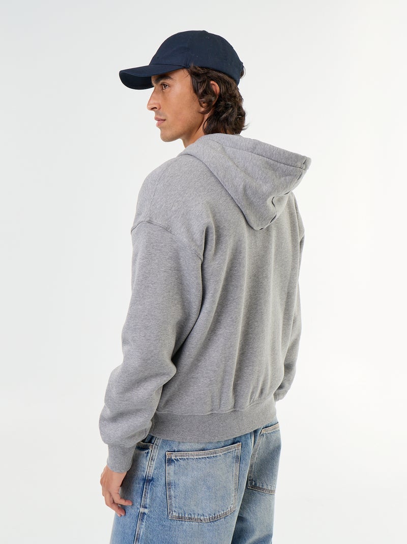 Sweat liso com capuz e fecho Cinza - Kiabi
