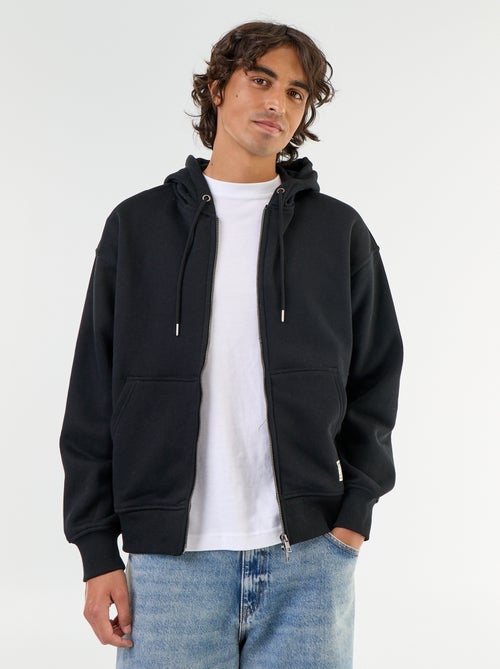 Sweat liso com capuz e fecho - Kiabi