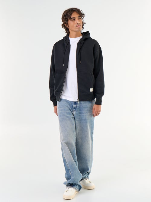 Sweat liso com capuz e fecho - Kiabi