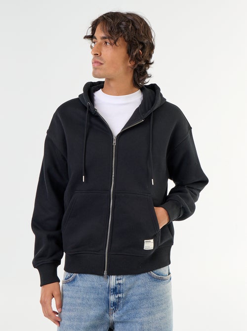 Sweat liso com capuz e fecho - Kiabi