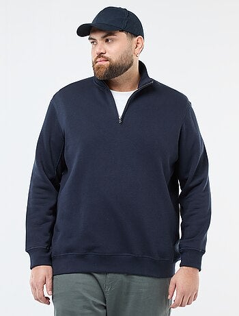 Sweat liso com gola alta com fecho