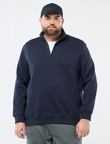 Sweat liso com gola alta com fecho