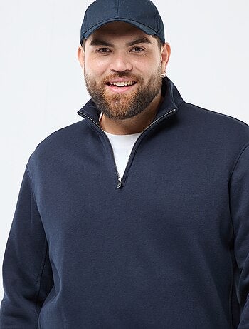 Sweat liso com gola alta com fecho