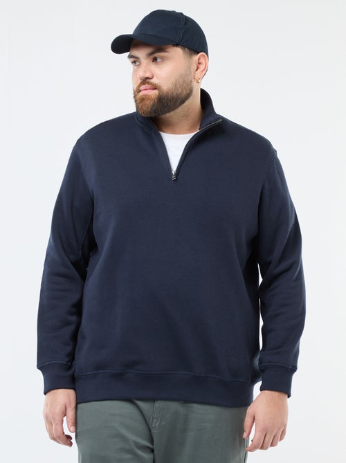 Sweat liso com gola alta com fecho - Kiabi