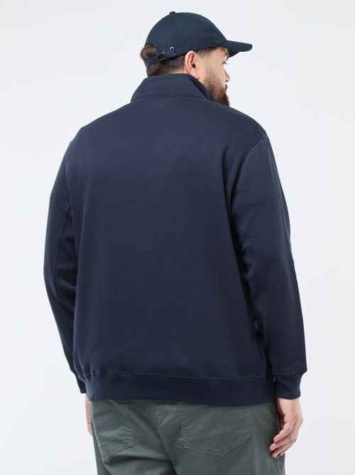 Sweat liso com gola alta com fecho - Kiabi