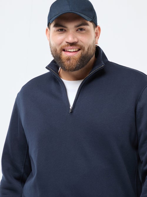 Sweat liso com gola alta com fecho - Kiabi