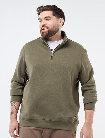 Sweat liso com gola alta com fecho