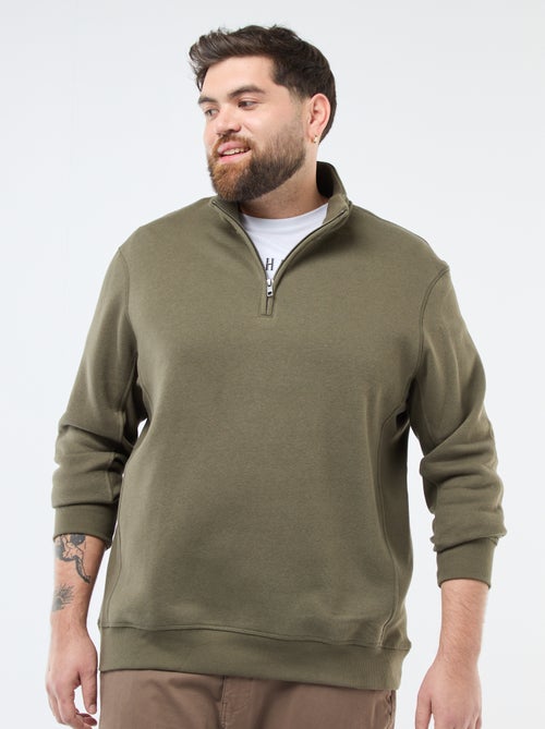 Sweat liso com gola alta com fecho - Kiabi